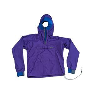 Vintage 80s Patagonia Kayak Paddling Jacket Pullover Hooded Purple Neoprene XS